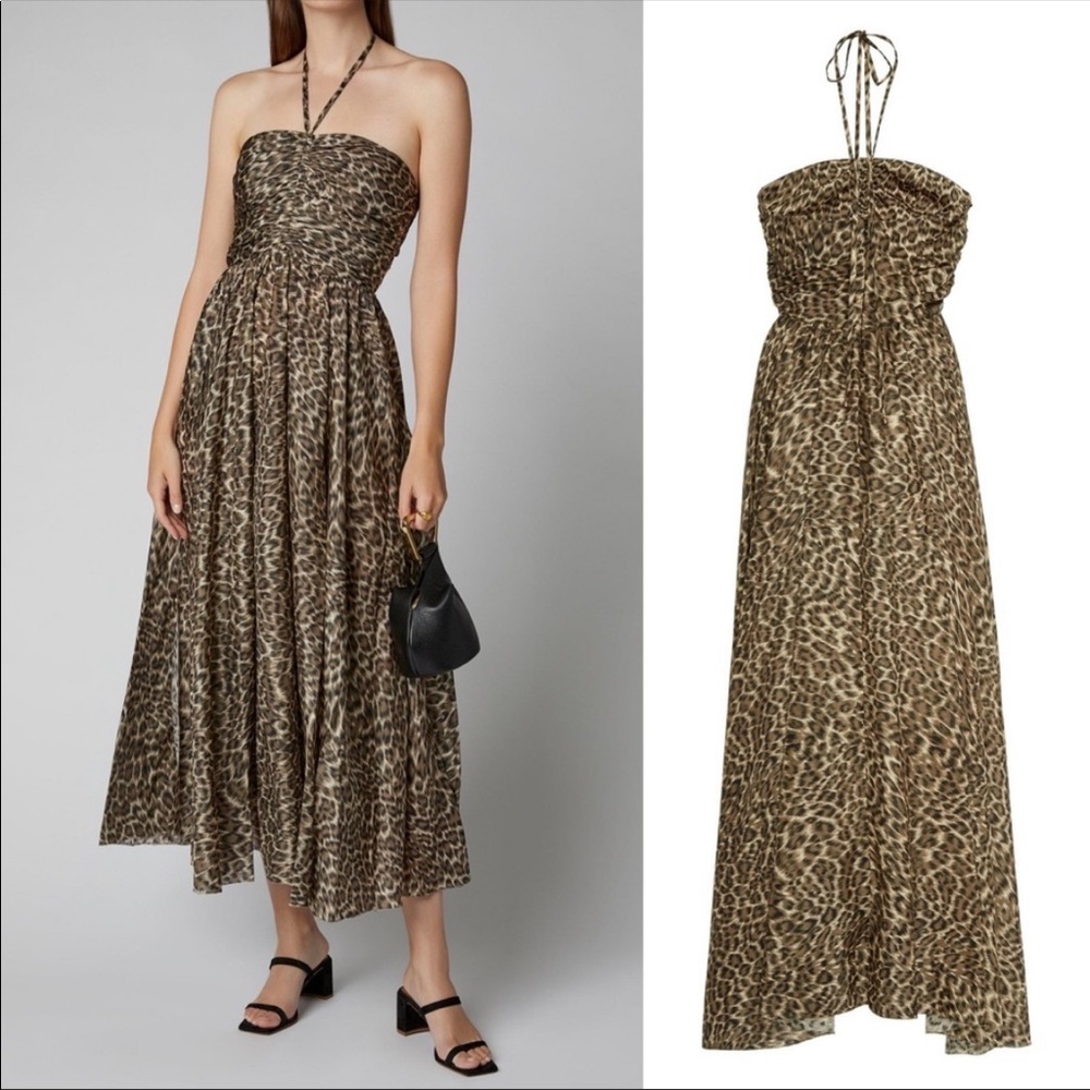 NWT Zimmermann Suraya Ruched Khaki Leopard Dress